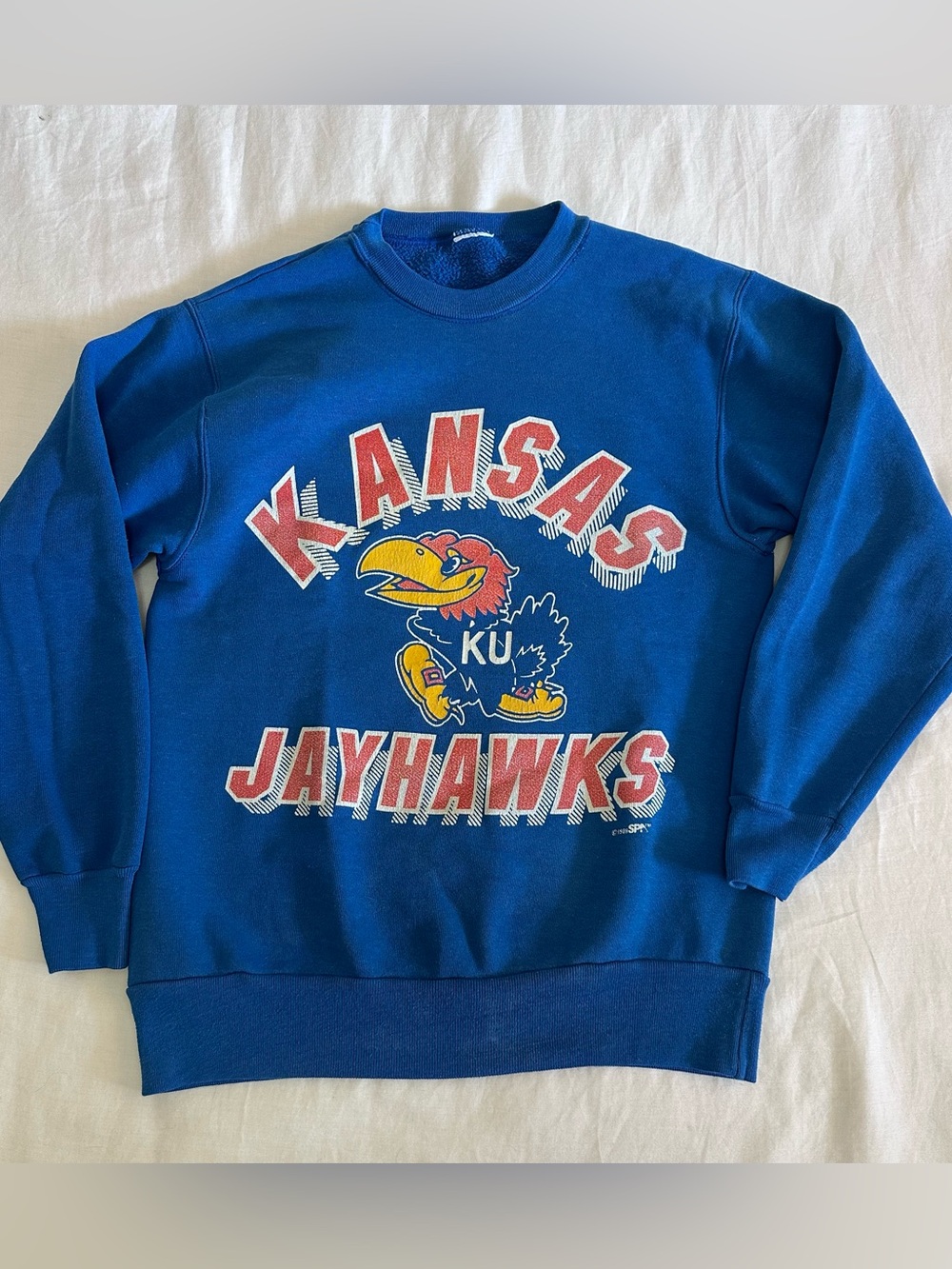 Vintage 1989 Kansas Jayhawks Blue Crewneck Sweatshirt